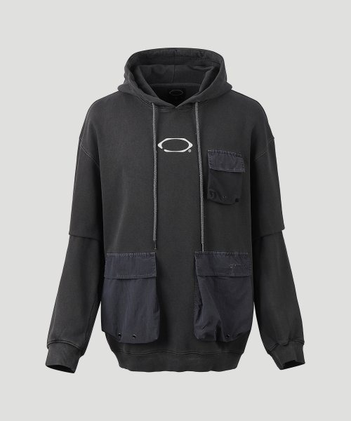 가릭스 Solid pocket pigment hoodie (Black)