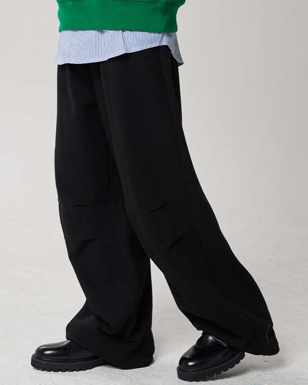 제리코스비 M String Cuff Knee-Dart Pants - BLACK