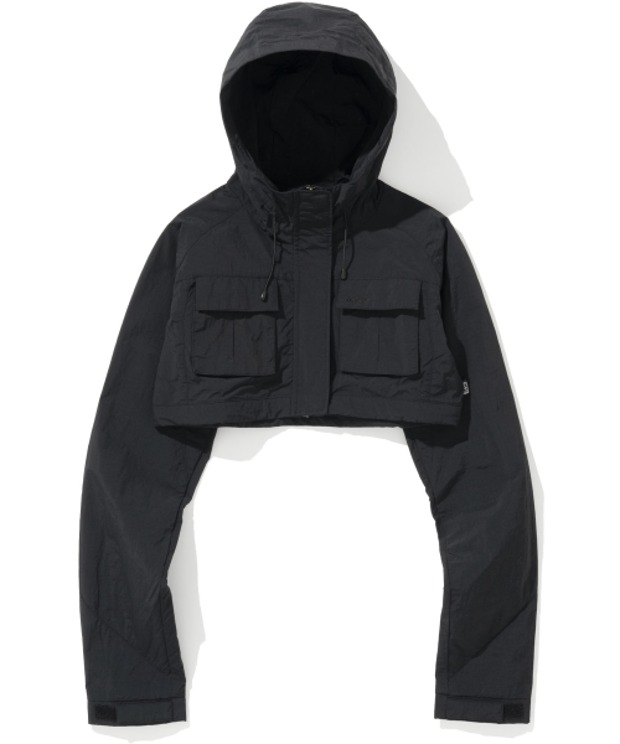 낫포너드 W Nylon Hooded Bolero Jacket  (Black)