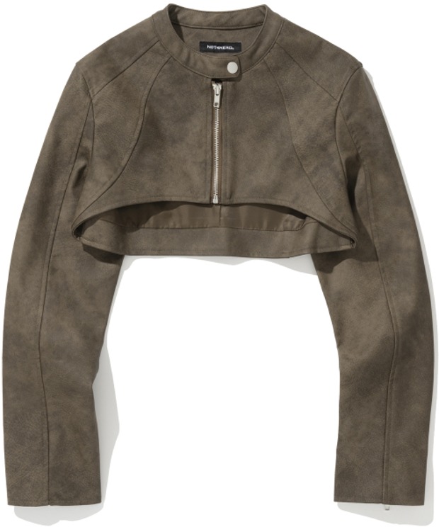 낫포너드 W Vintage Cropped Leather Jacket  (Brown)