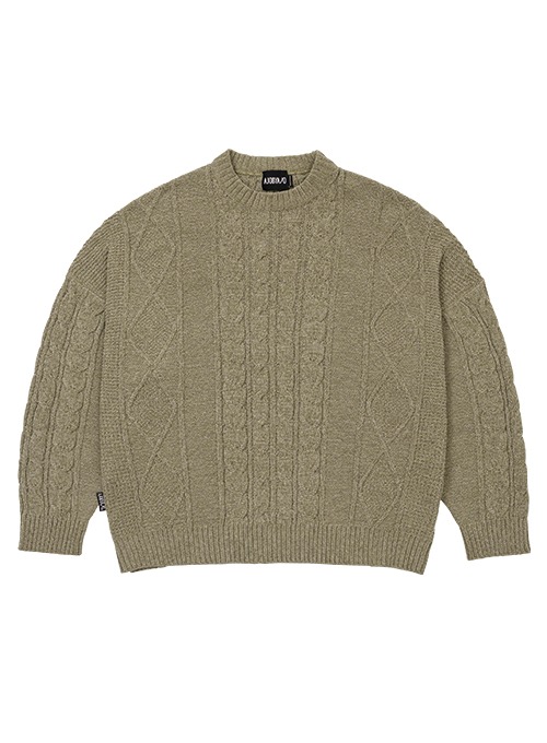 아조바이아조 Velvet Cable Stitch Sweater (BEIGE)