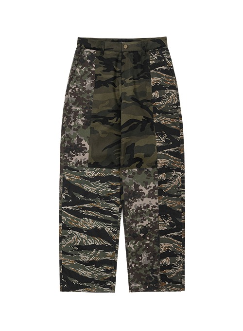 아조바이아조 Camouflage Mixed Pants [KHAKI]