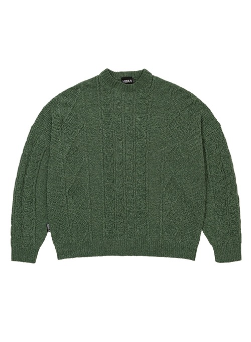 아조바이아조 Velvet Cable Stitch Sweater (KHAKI)