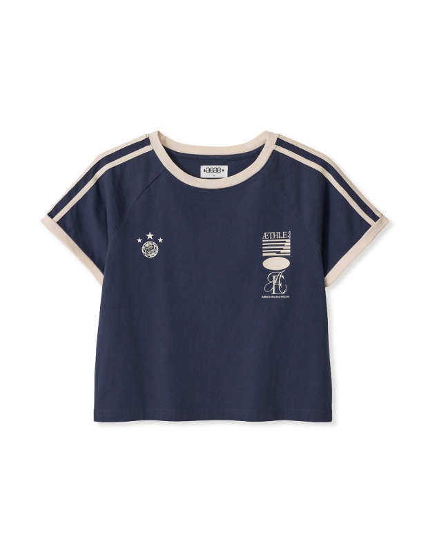 (5/17 예약판매) 에이이에이이 애슬리트 스트라이프 하프 티셔츠 ATHLETE STRIPE HALF T-SHIRTS (Navy)